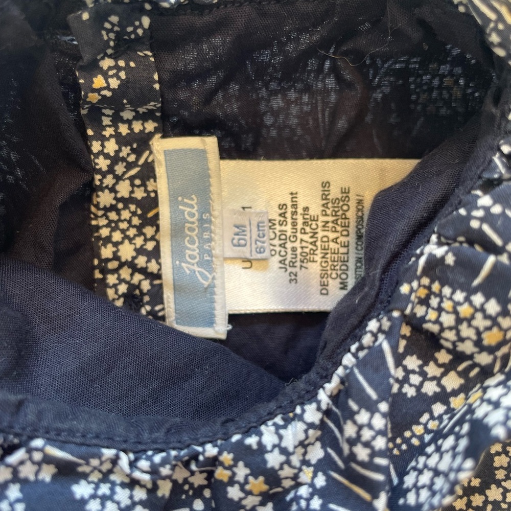JACADI Navy Blue Floral Liberty Print Dress 6 Months - Picture 3 of 6
